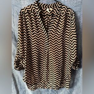 Black and Tan Chevron Loose Fitting Top by Tracera